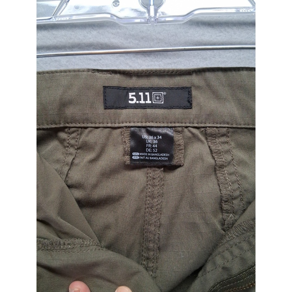 5.11 Tactical Pants Men's 36x34‎ Double Knee Cargo Elastic Waist Green - Picture 6 of 13